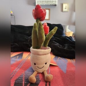 Jellycat Smiling Plush Tulip Pot - Red and Green